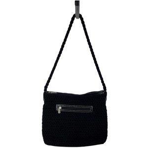 The Sak VINO Black Woven Crochet Shoulder Bag